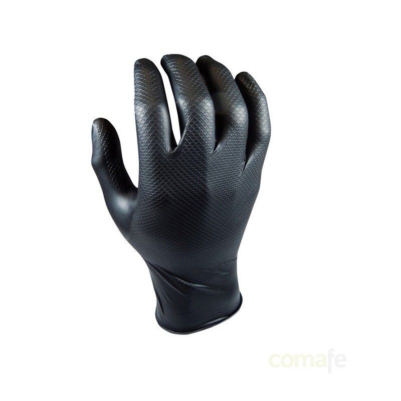 GUANTE NITRILO DESECHABLE ESCAMADO NEGRO GRIPAZZ M 50PZ - Imagen 1
