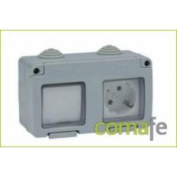 INTERRUPTOR-CONMUT+ ENCHUFE 10A 250V TT LAT IP55 FAMATEL - Imagen 1