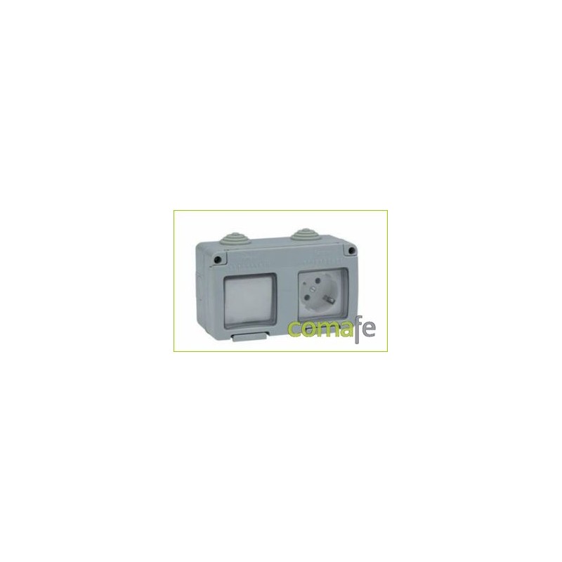 INTERRUPTOR-CONMUT+ ENCHUFE 10A 250V TT LAT IP55 FAMATEL - Imagen 1