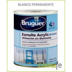 ESMALTE ACRILICO SATINADO BLANCO PERMANE 250 ML BRUGUER - Imagen 1