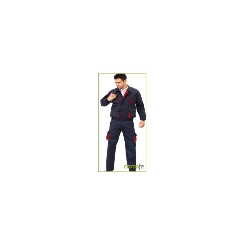 PANTALON TERGAL MULTIBOLSILLOS BICOLOR MARINO/ROJO CARGO T52 - Imagen 1