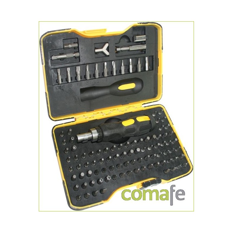 PUNTAS DESTORNILLADOR+DESTORNILLADOR CARRACA JGO 101PZ 61102 - Imagen 1