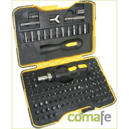 PUNTAS DESTORNILLADOR+DESTORNILLADOR CARRACA JGO 101PZ 61102 - Imagen 1