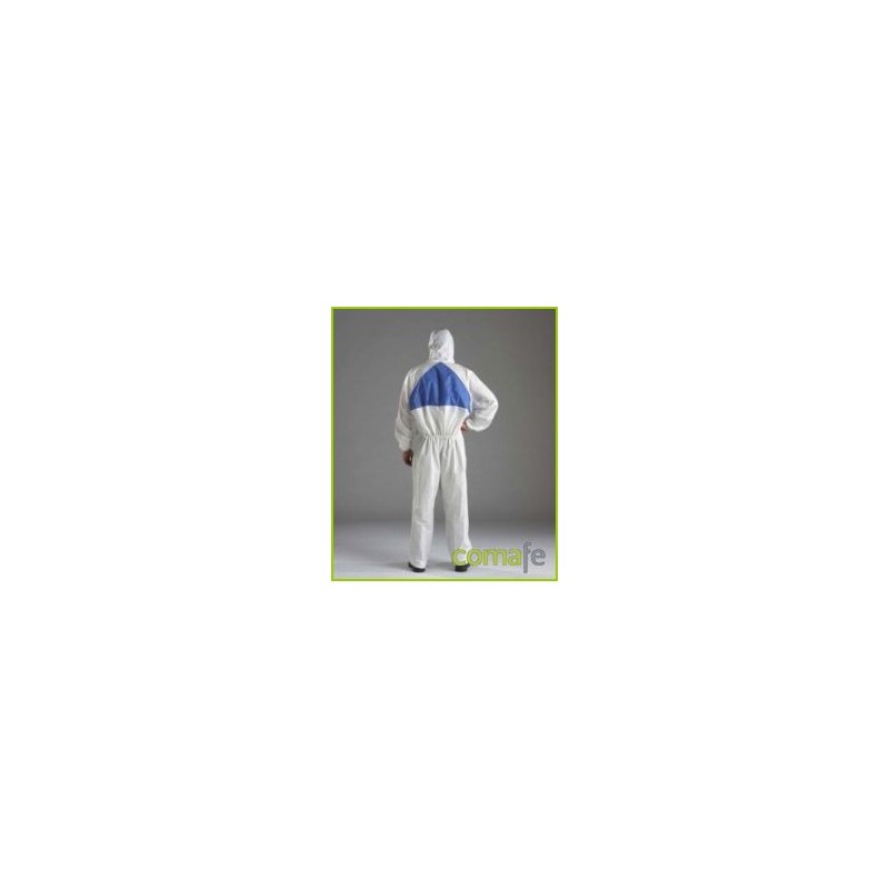BUZO DESECHABLE C/CAPUCHA T-XXL BLANCO/AZUL POLIETILENO - Imagen 1