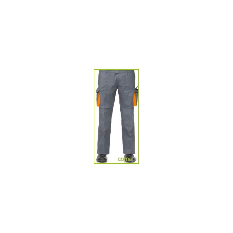 PANTALON ALGODÓN MULTIBOL BICOLOR GRIS/NARANJA CARGO T60 - Imagen 1