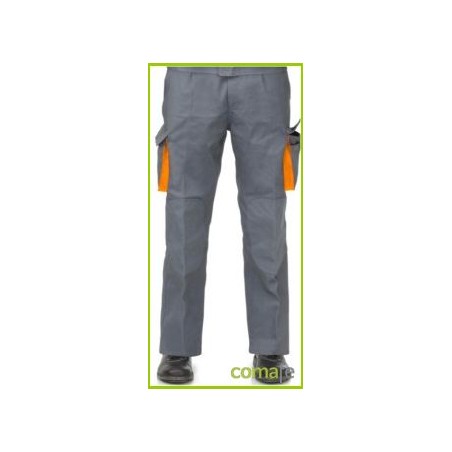 PANTALON ALGODÓN MULTIBOL BICOLOR GRIS/NARANJA CARGO T60 - Imagen 1