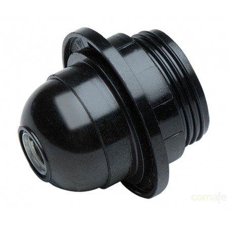 PORTALAMPARAS E-27 ROSCADO+ARANDELA NEGRO FAMATEL - Imagen 1