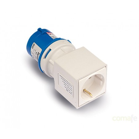 ADAPTADOR CLAVIJA 2P+T BASE 2P+TTL AZUL FAMATEL - Imagen 1