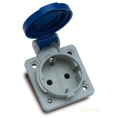 BASE EMPOTRAR 2P+TTL 16A 220V IP44 AZUL FAMATEL - Imagen 1