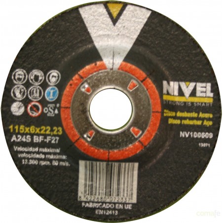 DISCO DESBASTE ACERO  115X6X22 NIVEL - Imagen 1