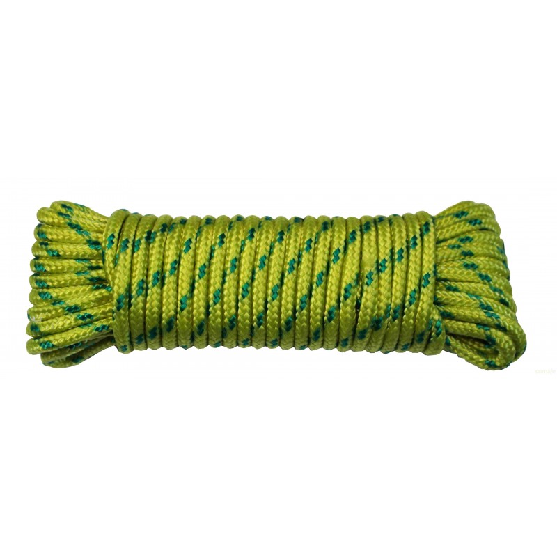 CUERDA TRENZADA 5 MM (10 MT) AMARILLO/VERDE NYLON - Imagen 1