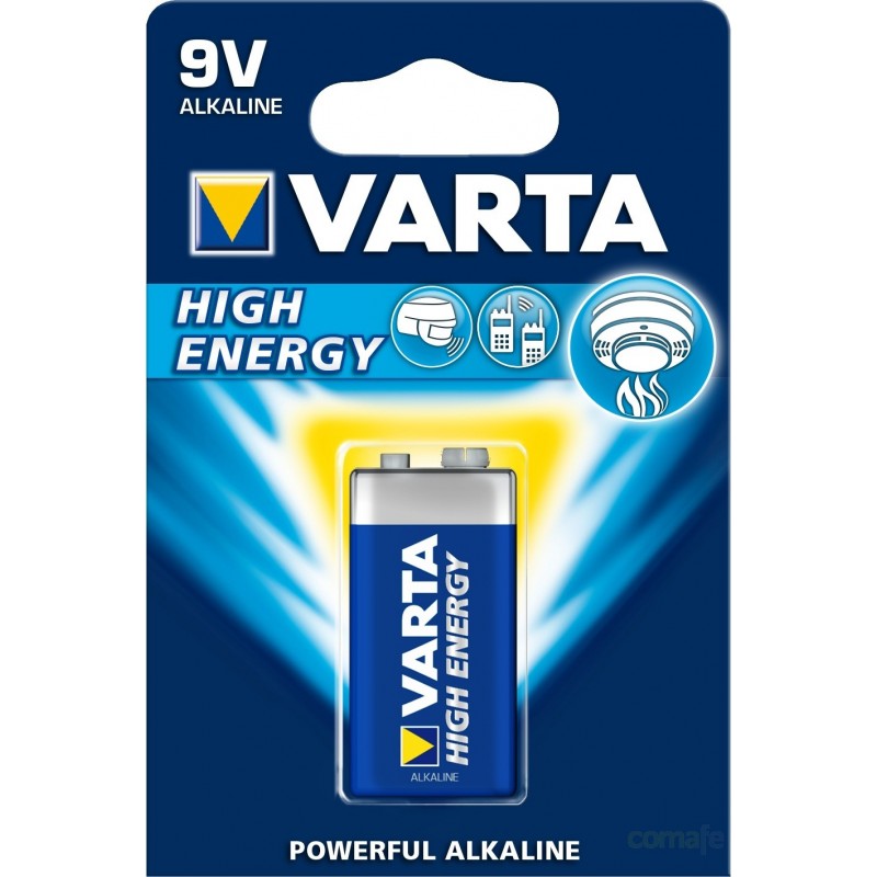 PILA ALCALINA 6LR61 9V HIGH ENERGY VARTA - Imagen 1