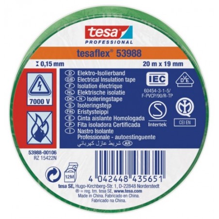 CINTA AISL. 20MT X 19MM TESATAPE PVC VER - Imagen 1