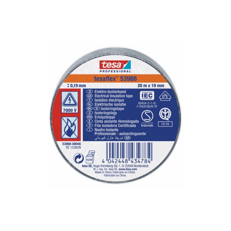 CINTA AISL. 20MT X 19MM TESATAPE PVC GR - Imagen 1