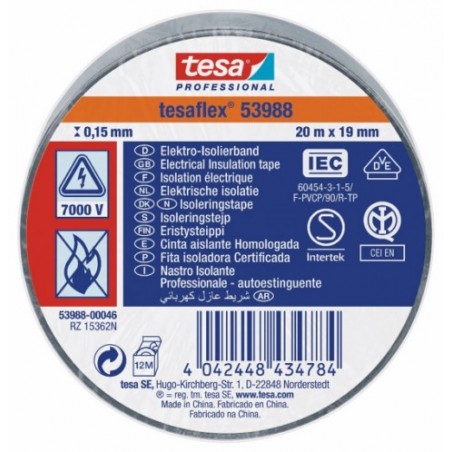 CINTA AISL. 20MT X 19MM TESATAPE PVC GR - Imagen 1