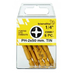 PUNTA B/PHILIPS LARGA 1/4" PH-2X50 MM (2 UD) TITANIO - Imagen 1