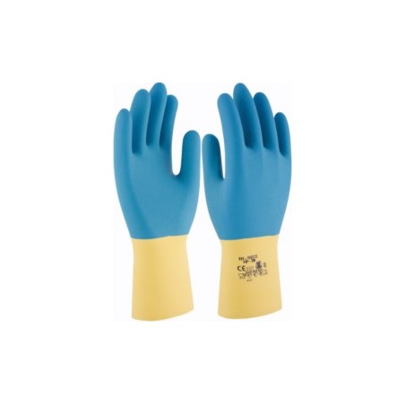 GUANTE QUIMICO L09 NAT. 3L LATEX AM/AZ HP-300 FLOC. BI NEOX - Imagen 1