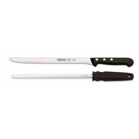 CUCHILLO JAMONERO CON CHAIRA 240MM UNIV INOX UNIVERSAL ARCOS - Imagen 1