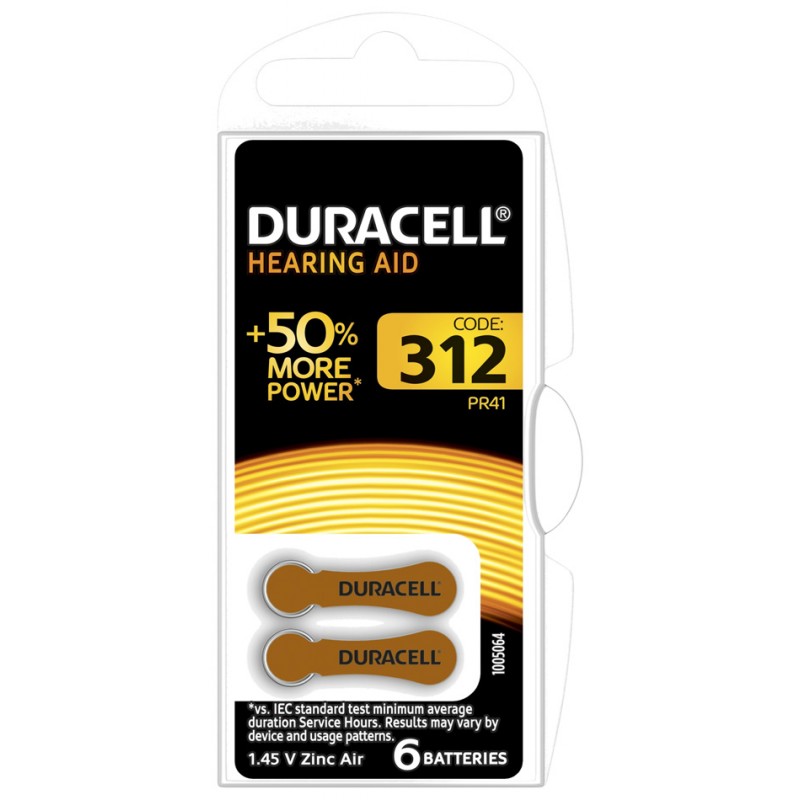 PILA AUDIFONO DA312 DURACELL 96077573 6 PZ - Imagen 1