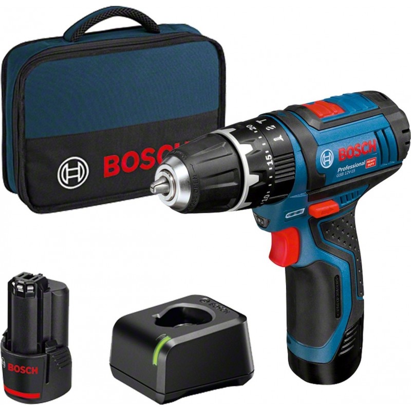TALADRO ATOR.PERC 12V LI 2BAT 2 AH GSB 12V-15 BOSCH - Imagen 1