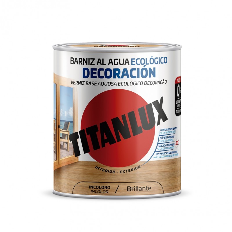 BARNIZ MADERA BRILLO 750 ML CAOBA AL AGUA ECOLOGICO DECORACION INTE