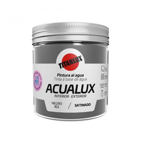 Pintura manualidades al agua 250ml acualux negro satinado TITANLUX - Imagen 1