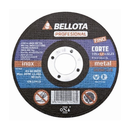Disco corte inoxidable 115x1x22mm BELLOTA