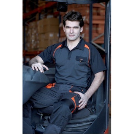 Polo trabajo manga corta poliester negro/naranja talla XXL JUBA