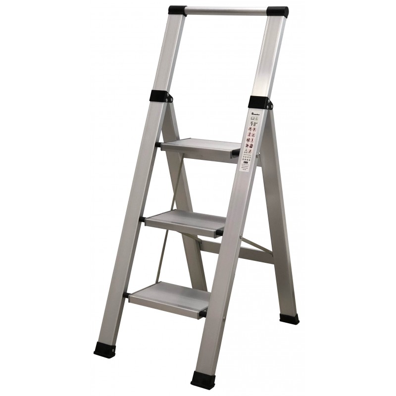Escalera dom tijera 3 peldaños aluminio HOMELUX