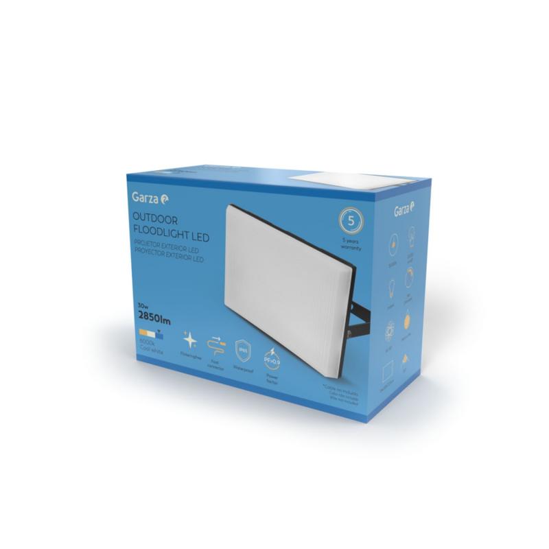 Proyector aluminio 30 w 2850 lm 17x8x14,5 cm 6000k GARZA