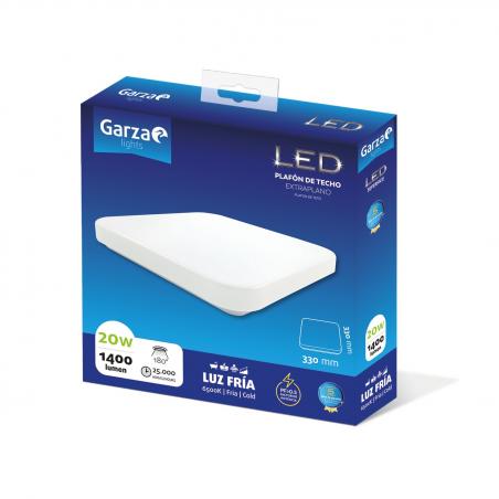 Plafon cuadrado 20w 11x6x23 cm 1400 lm 6500k 33x33x7 cm - Imagen 1