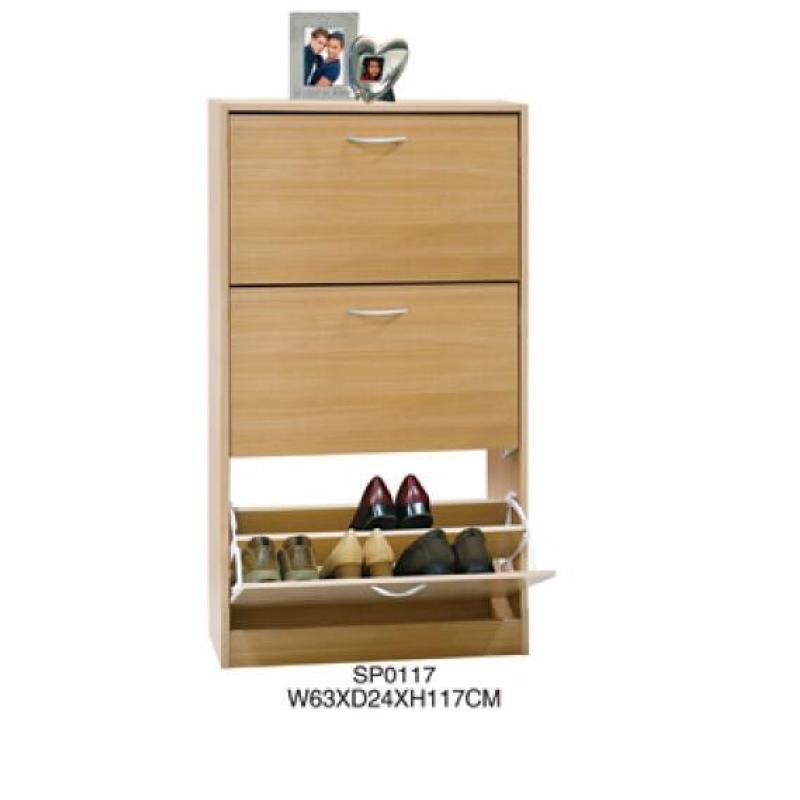 Zapatero 3 puertas madera natural VIVAHOGAR - Imagen 1