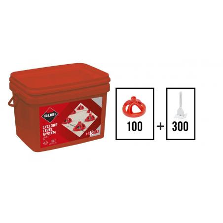 Kit nivelación sistema cyclone 100 campanas+300 bridas RUBI - Imagen 1