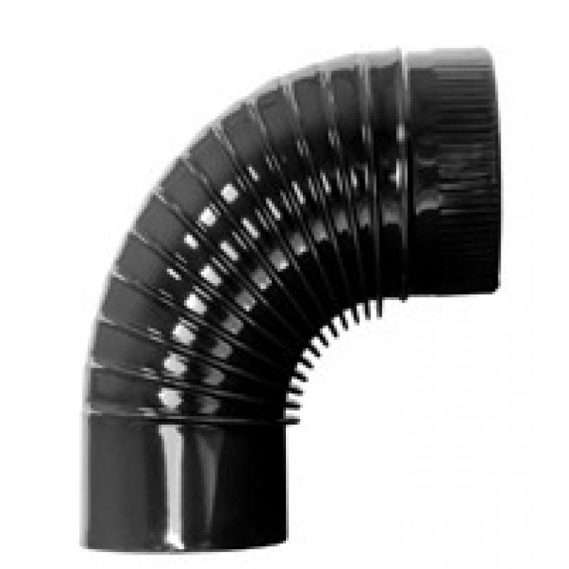 Codo 90º estufa rizado esmaltado negro 100mm EXOJO - Imagen 1