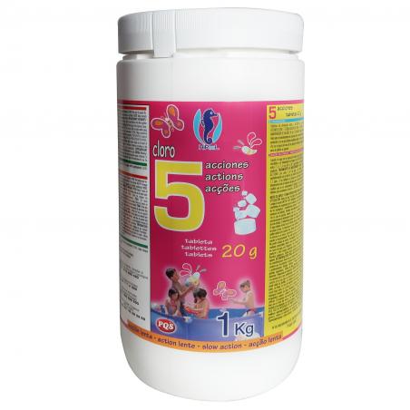 Cloro piscina 5 acciones 1 kg HIPOOL