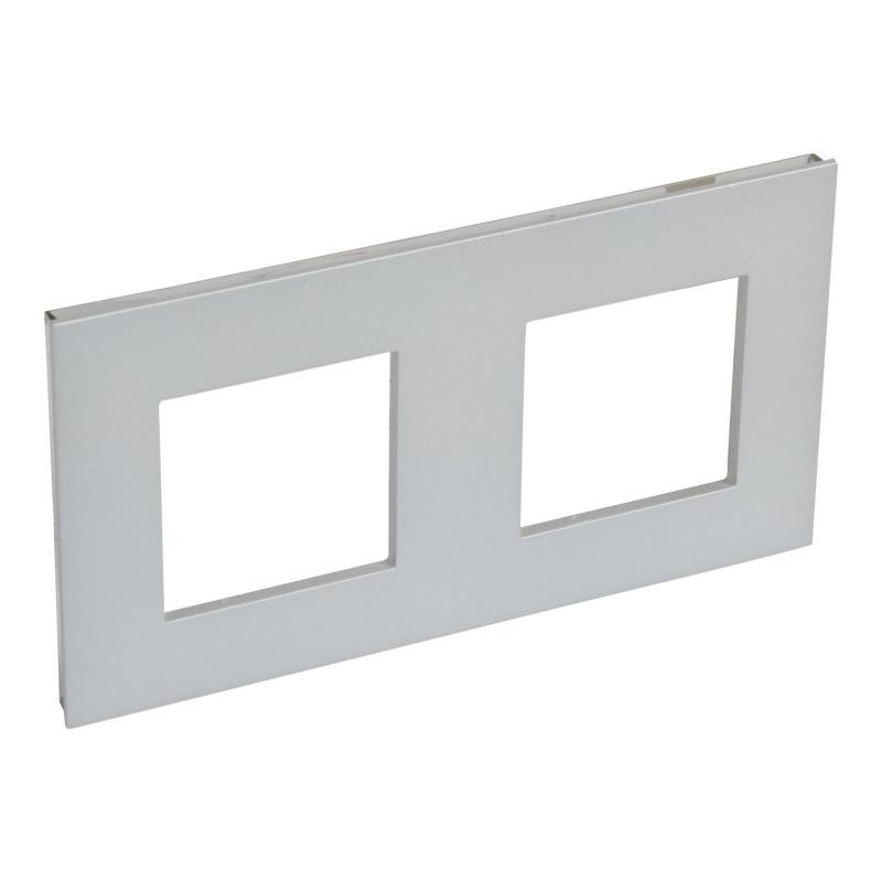 Marco electrico aluminio 10x10x1,9cm empotrar 2 elemento LEGRAND