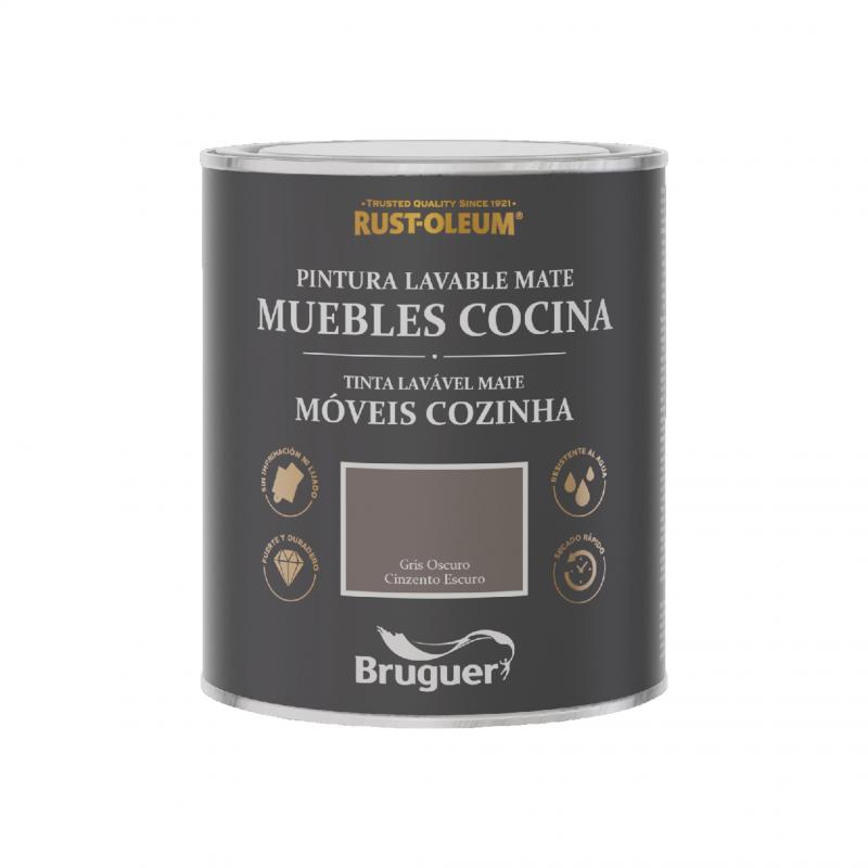 Pintura agua muebles cocina mate lisa gris oscuro BRUGER