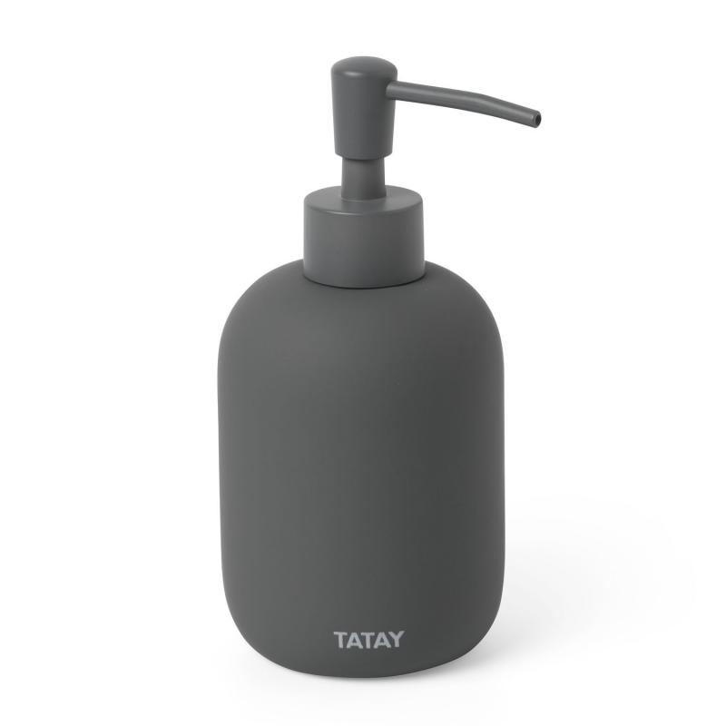 Jabonera dosificador baño ceramica gris TATAY