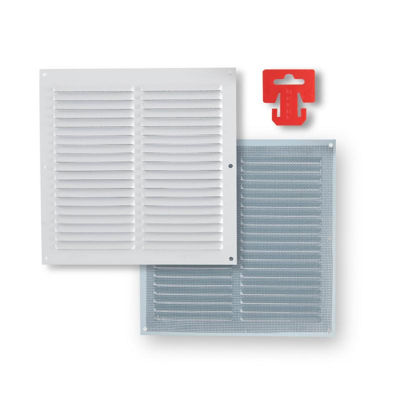Rejilla ventilación aluminio lacado con mosquitera 200x200 mm FEPRE