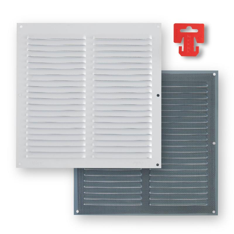 Rejilla ventilación aluminio lacado con mosquitera 250x250 mm FEPRE