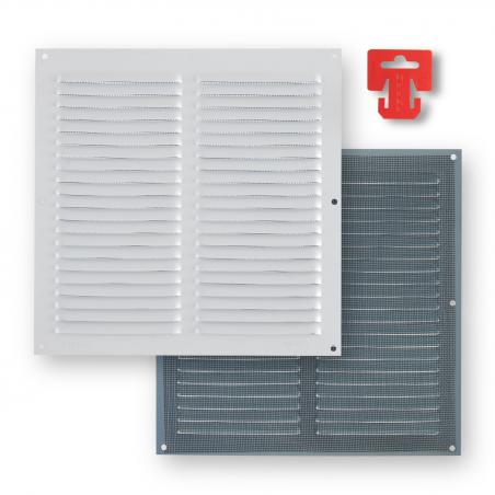 Rejilla ventilación aluminio lacado con mosquitera 250x250 mm FEPRE