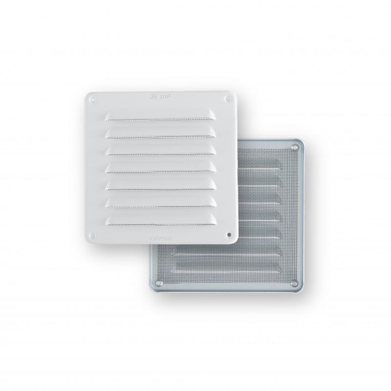 Rejilla ventilación aluminio blanco con mosquitera 150x150mm FEPRE