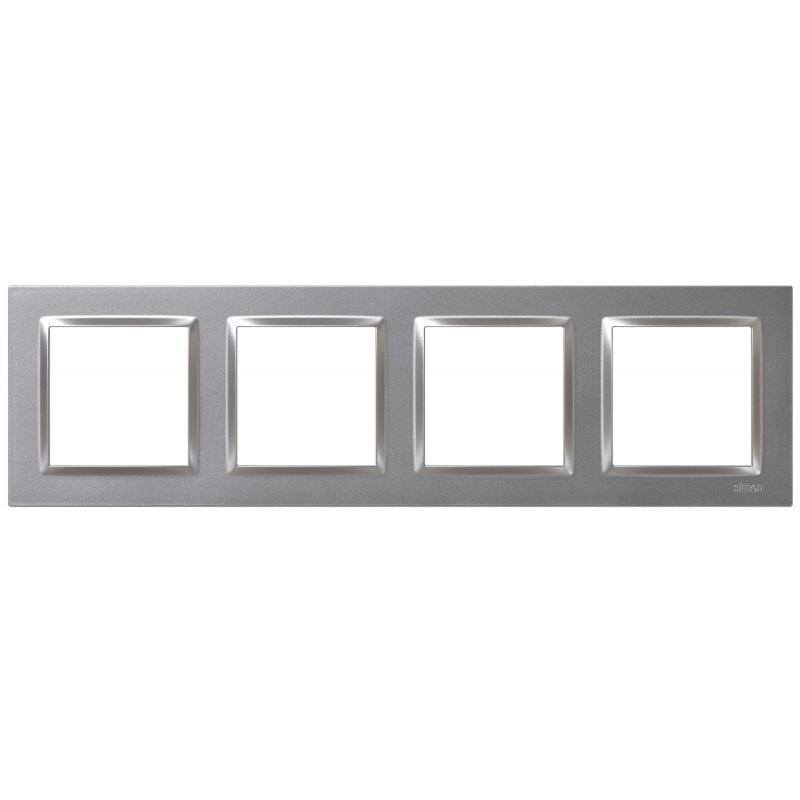 Marco interruptor empotrable cuatro elementos aluminio serie 10 SIMON