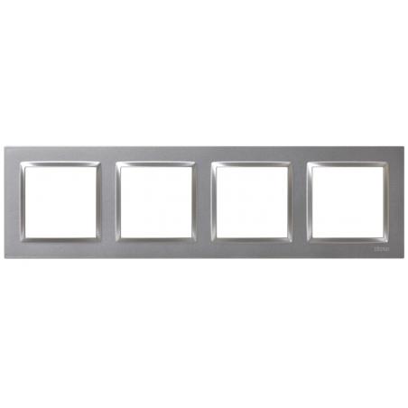 Marco interruptor empotrable cuatro elementos aluminio serie 10 SIMON