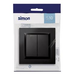 Interruptor electricidad empotrable conmutador doble negro serie 10 SIMON