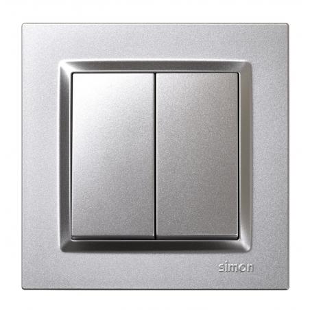 Interruptor electricidad empotrable conmutador doble aluminio serie 10 SIMON