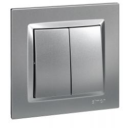Interruptor electricidad empotrable conmutador doble aluminio serie 10 SIMON