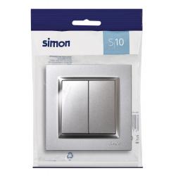 Interruptor electricidad empotrable conmutador doble aluminio serie 10 SIMON