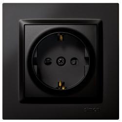 Base enchufe empotrar toma tierra negro serie 10 SIMON