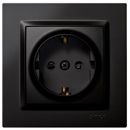 Base enchufe empotrar toma tierra negro serie 10 SIMON